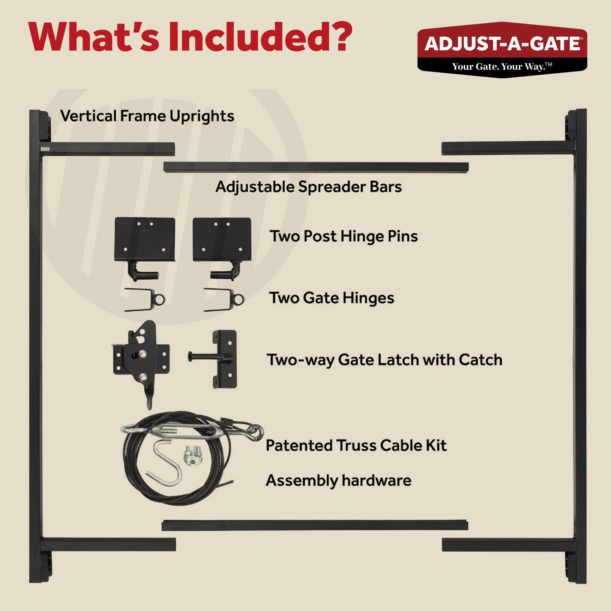 AdjustAGate Steel Frame Gate Building Kit, 60"96" Wide Opening Up To