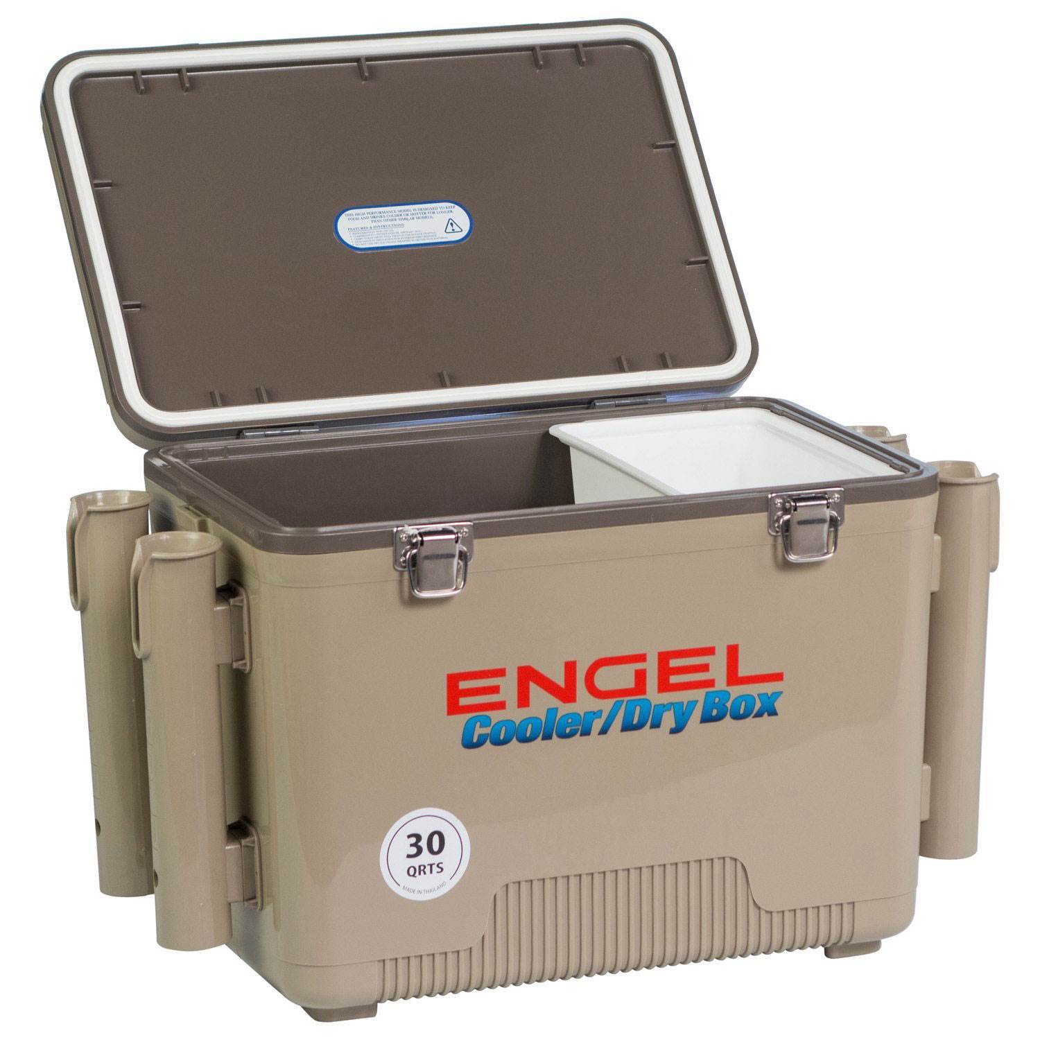 engel cooler with rod holders