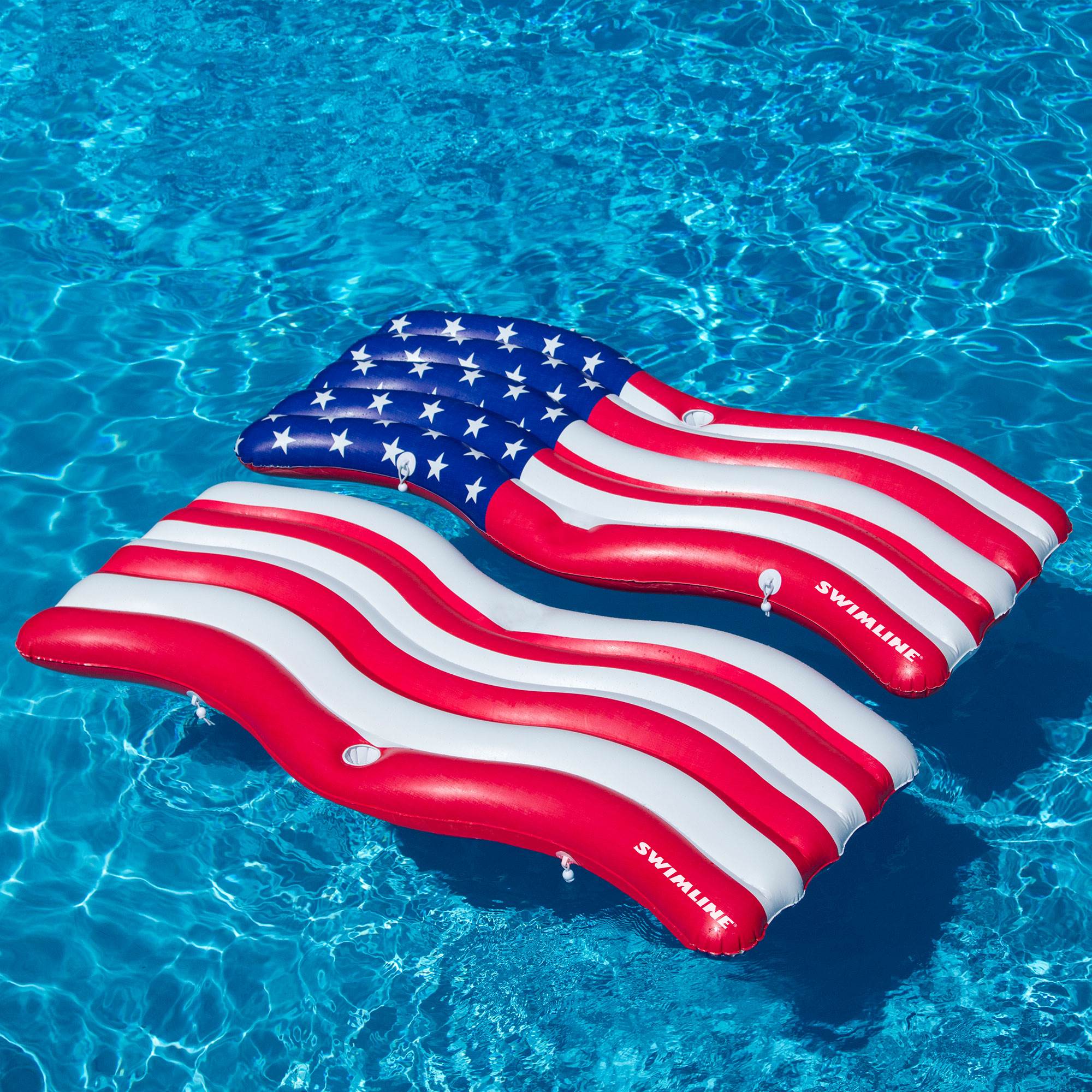 Swimline Inflatable Americana USA Patriotic Flag Pool Float Rafts (4 ...