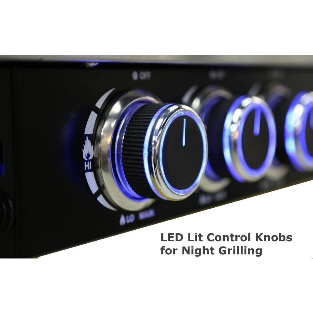 Monument Grills 4 Burner Propane Gas Grill with USB LED Light, Black