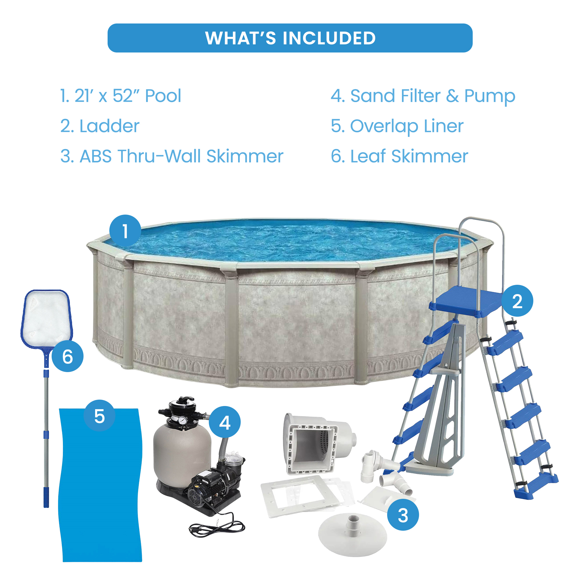 cornelius-pools-above-ground-pool-w-liner-skimmer-chemicals-ladder