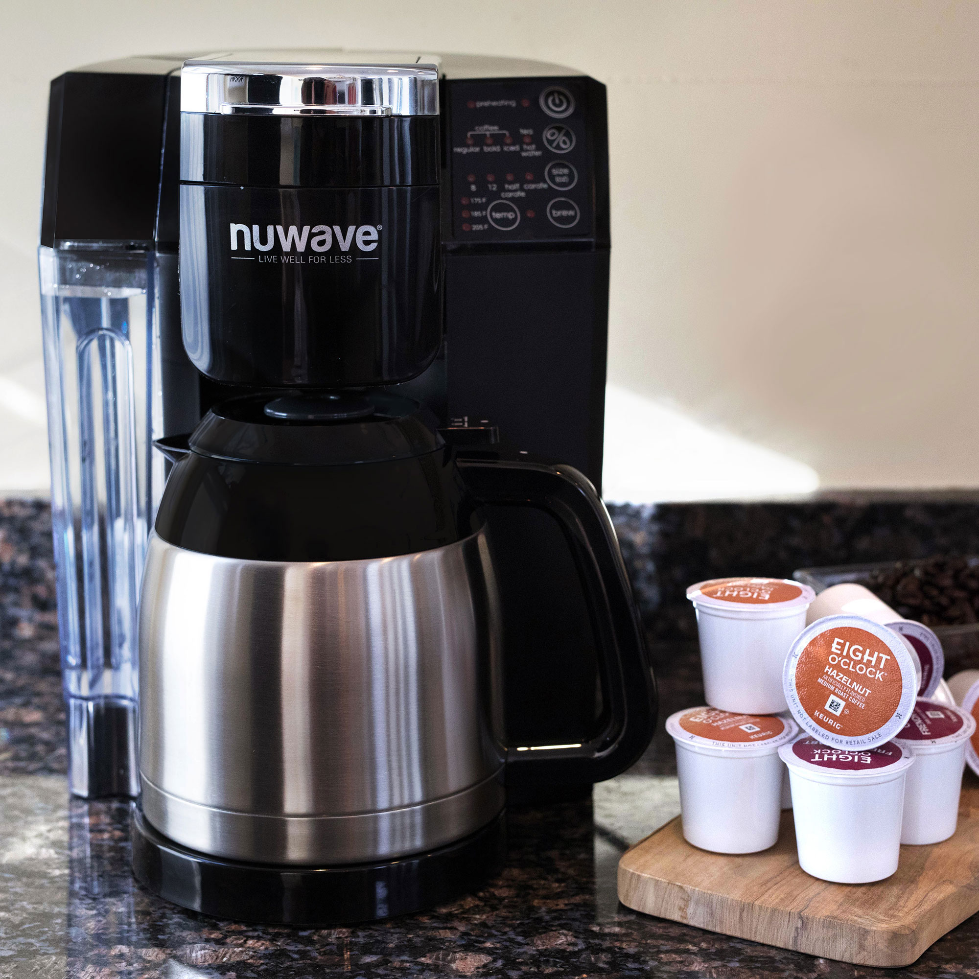 NuWave BruHub Single Serve/Full Pot Smart Coffee Maker Brewer Machine
